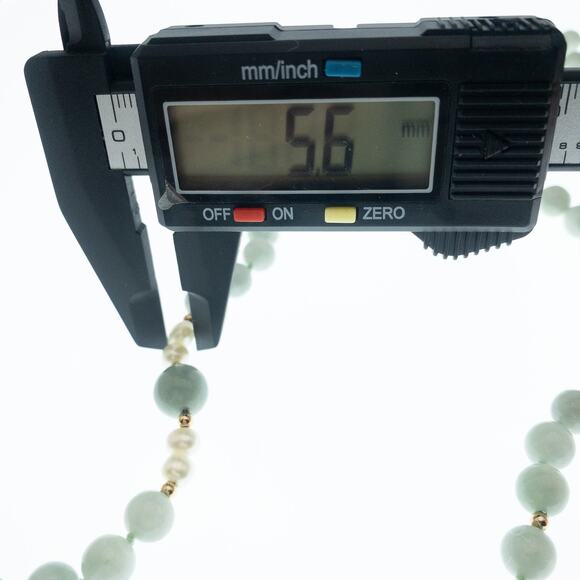 14K Burma Jadeite Fresh Water Pearls Gold Bead Necklace Strand 15" - Picture 10 of 12
